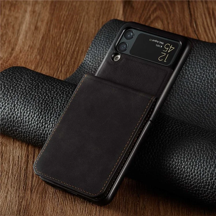 FORWENW pour Samsung Galaxy Z Flip3 5G Fantasy Series Skin-touch Cover Fente pour carte Conception en cuir PU Anti-chute Étui de téléphone cellulaire - Noir