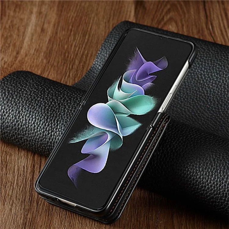 FORWENW pour Samsung Galaxy Z Flip3 5G Fantasy Series Skin-touch Cover Fente pour carte Conception en cuir PU Anti-chute Étui de téléphone cellulaire - Noir
