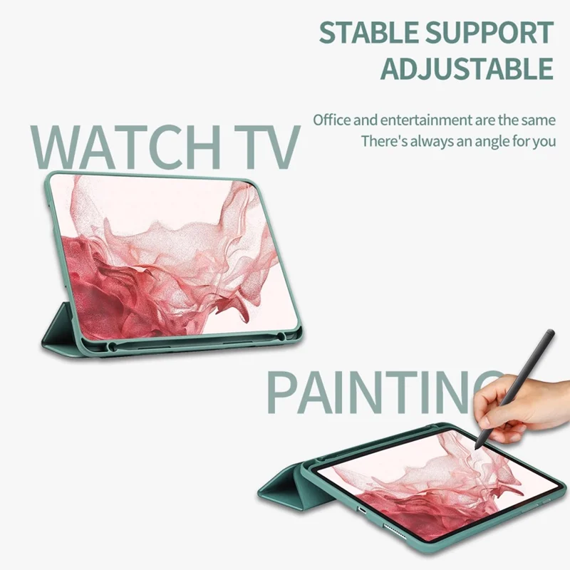 For Samsung Galaxy Tab S8 Ultra Auto Wake/Sleep Function Full Body Protection Tablet Case with Stand/Pencil Slot - Green