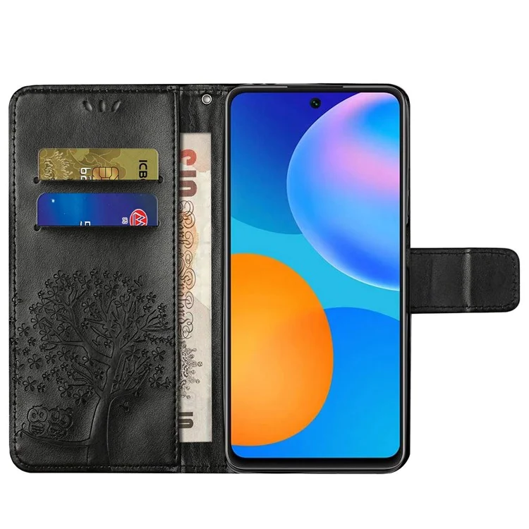 Para o Samsung Galaxy M23 5G/F23 5G PU Couro Impresso Caso de Caso de Caso de Treça da Árvore Tampa da Carteira - Preto