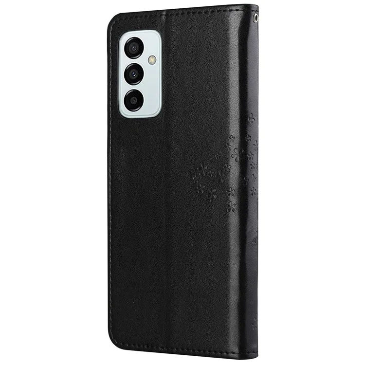 Para o Samsung Galaxy M23 5G/F23 5G PU Couro Impresso Caso de Caso de Caso de Treça da Árvore Tampa da Carteira - Preto