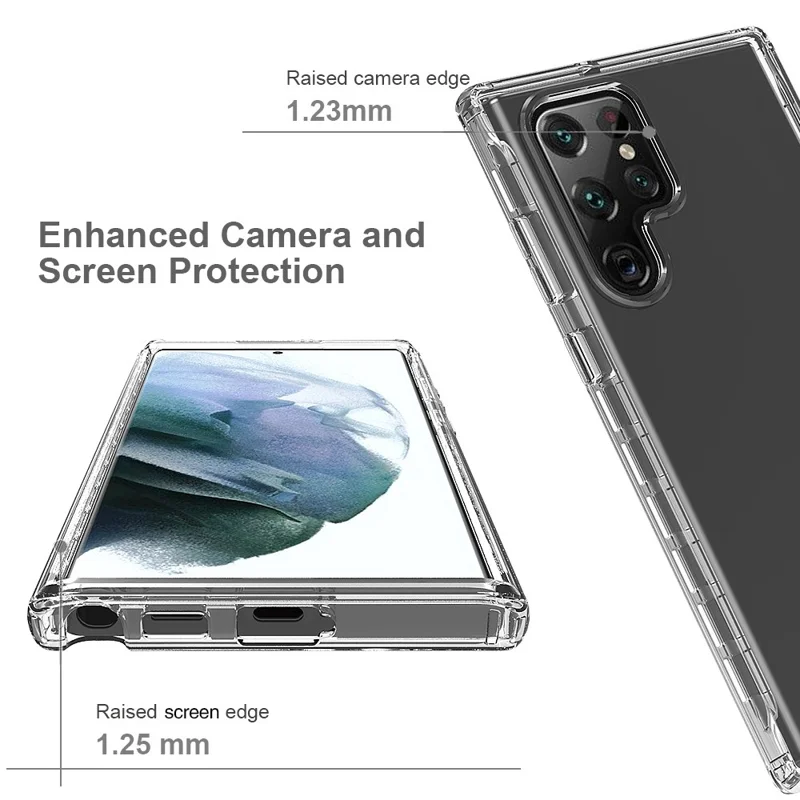 Gradient Phone Case for Samsung Galaxy S22 Ultra 5G Full Protection Shockproof Cover 3-in-1 PC+TPU Hybrid Scratch Resistant Phone Case with PET Screen Protector - Black