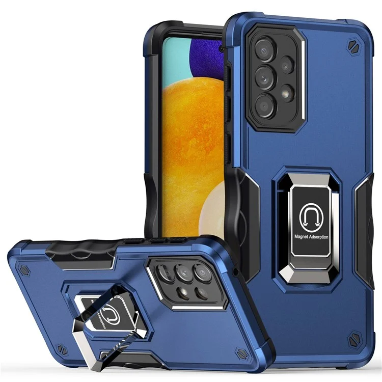 Pour Samsung Galaxy A73 5G Tochporop Hard PC Soft TPU Hybrid Phone Shell Case Avec Ring Kickstand - Bleu