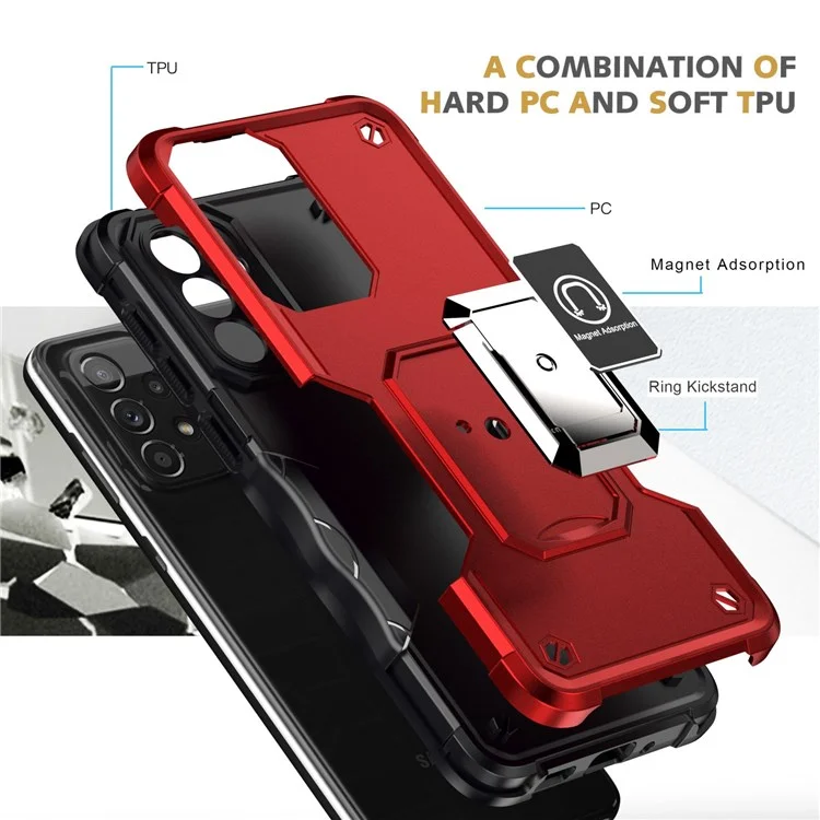Pour Samsung Galaxy A73 5G Tochporop Hard PC Soft TPU Hybrid Phone Shell Case Avec Ring Kickstand - Bleu