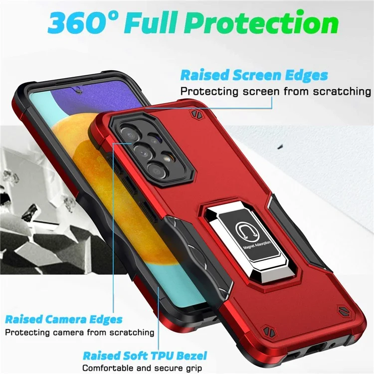Pour Samsung Galaxy A73 5G Tochporop Hard PC Soft TPU Hybrid Phone Shell Case Avec Ring Kickstand - Bleu