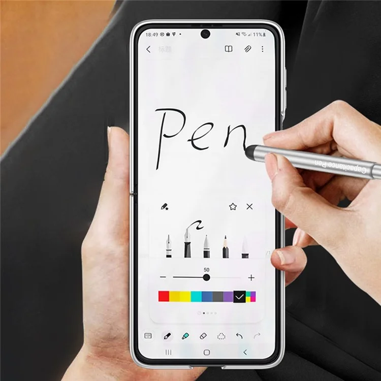 GKK for Samsung Galaxy Z Flip3 5G Magnetic Flipping Full Protection PC+Tempered Glass Phone Case with Stylus Pen - Black