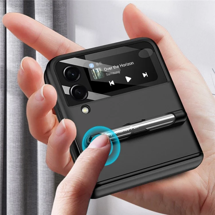 GKK Für Samsung Galaxy Z Flip3 5G Magnetische Flipping Vollschutz Pc+temperiertes Glas Telefongehäuse Mit Stiftstift - Violett