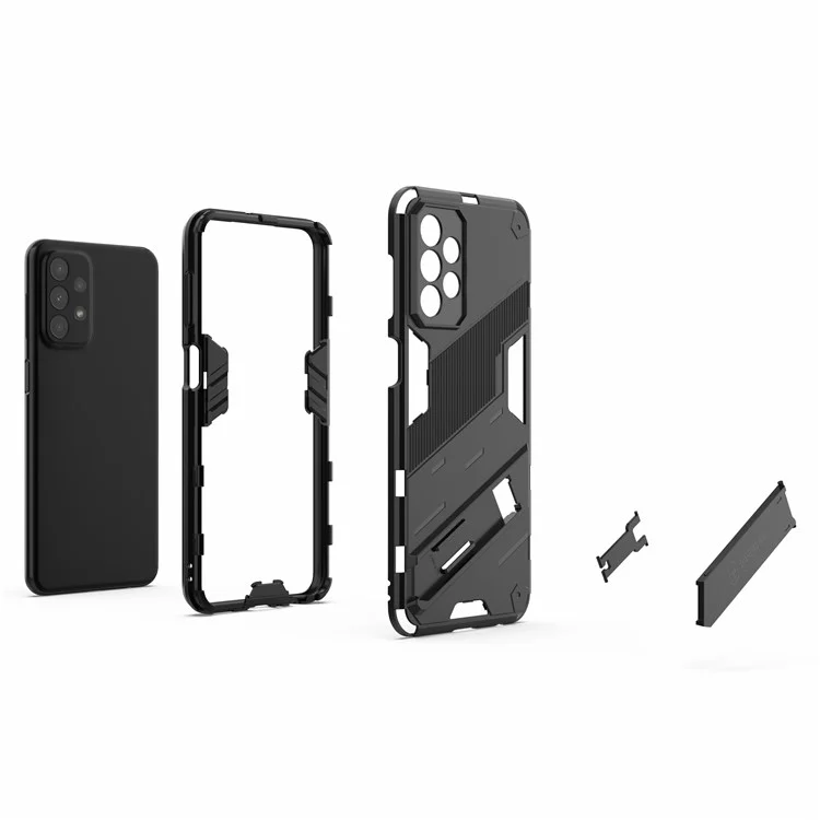 For Samsung Galaxy A23 5G (Global Version) / 4G Shockproof Armor Cover Hard PC Soft TPU Protective Phone Case with Kickstand - Orange