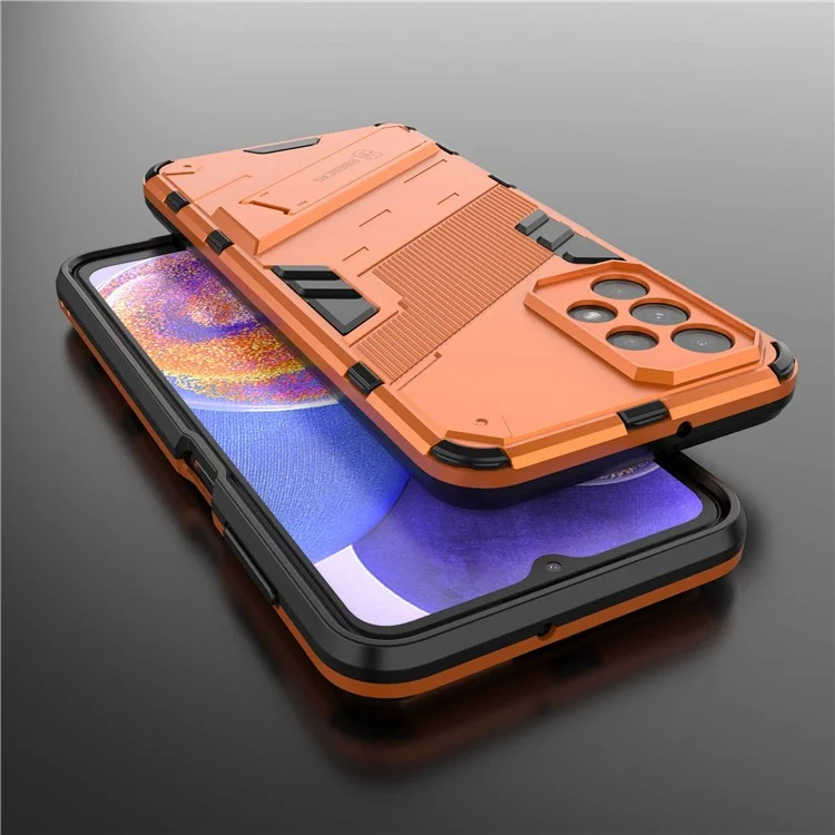 For Samsung Galaxy A23 5G (Global Version) / 4G Shockproof Armor Cover Hard PC Soft TPU Protective Phone Case with Kickstand - Orange