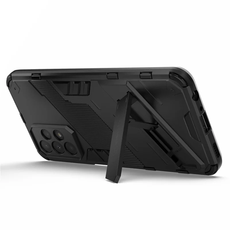 For Samsung Galaxy A23 5G (Global Version) / 4G Shockproof Armor Cover Hard PC Soft TPU Protective Phone Case with Kickstand - Black