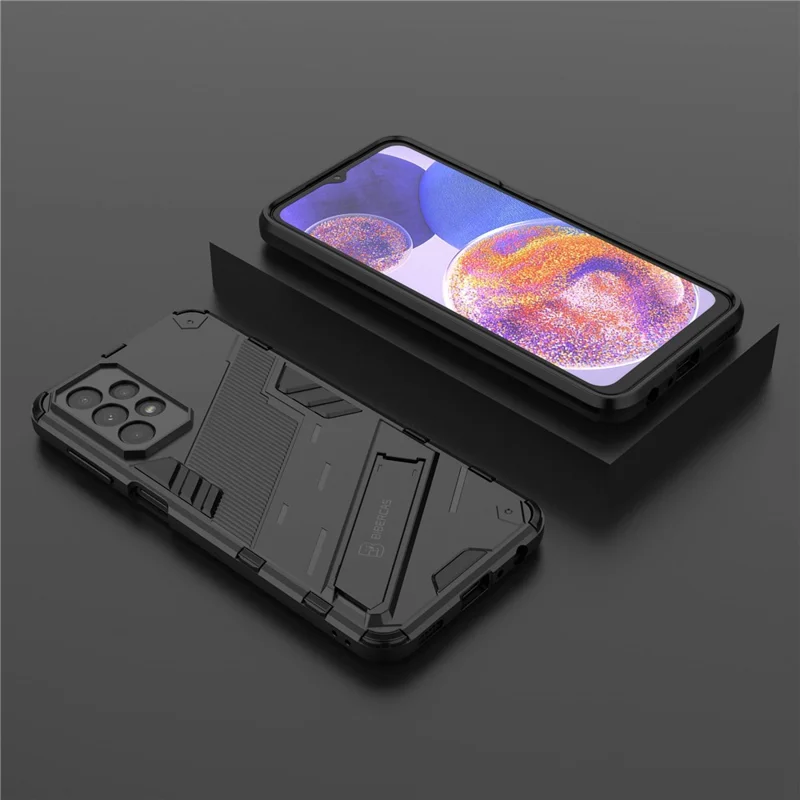 For Samsung Galaxy A23 5G (Global Version) / 4G Shockproof Armor Cover Hard PC Soft TPU Protective Phone Case with Kickstand - Black