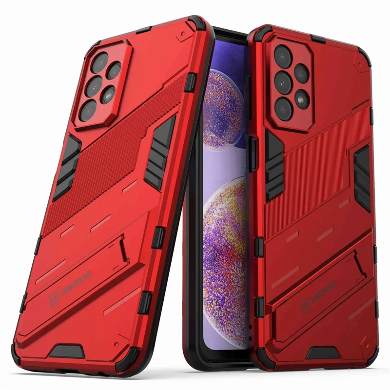 For Samsung Galaxy A23 5G (Global Version) / 4G Shockproof Armor Cover Hard PC Soft TPU Protective Phone Case with Kickstand - Red