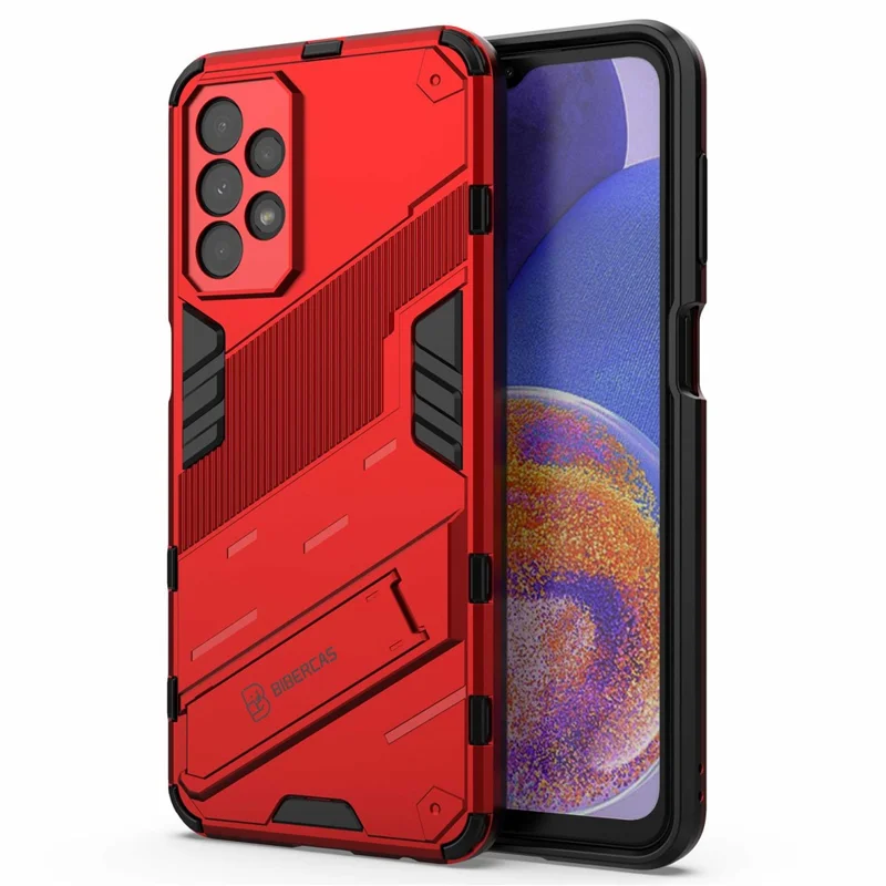 For Samsung Galaxy A23 5G (Global Version) / 4G Shockproof Armor Cover Hard PC Soft TPU Protective Phone Case with Kickstand - Red