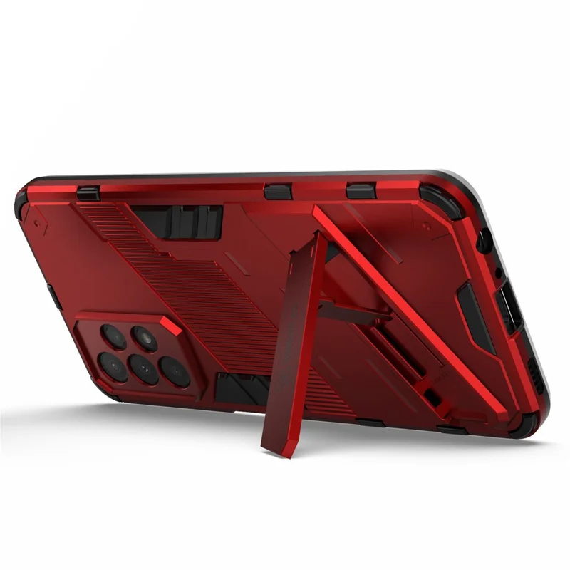 For Samsung Galaxy A23 5G (Global Version) / 4G Shockproof Armor Cover Hard PC Soft TPU Protective Phone Case with Kickstand - Red