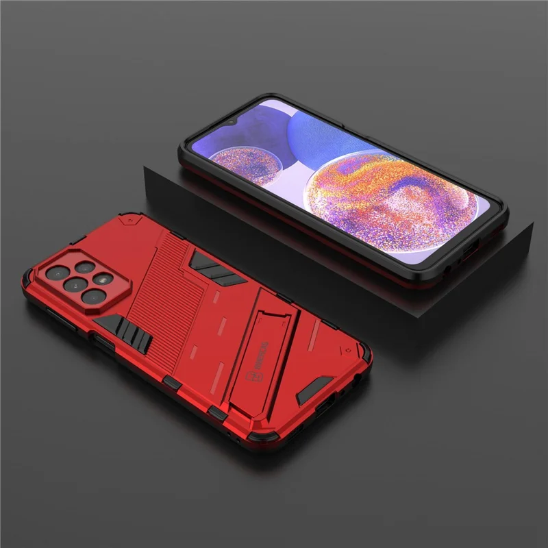 For Samsung Galaxy A23 5G (Global Version) / 4G Shockproof Armor Cover Hard PC Soft TPU Protective Phone Case with Kickstand - Red