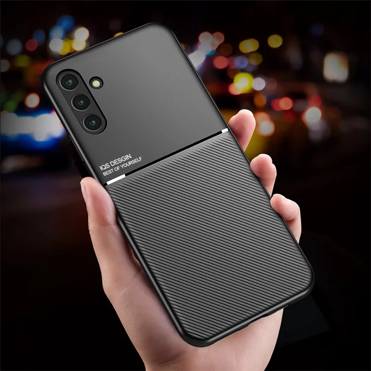 For Samsung Galaxy A13 5G Magnetic Holder Metal Sheet Phone Case Imprinted PU Leather + TPU Cover - Green