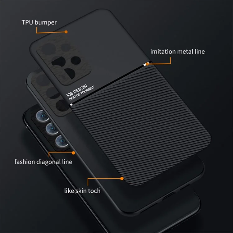 For Samsung Galaxy A33 5G Imprinted PU Leather + TPU Hybrid Case Inner Metal Sheet Phone Cover - Black