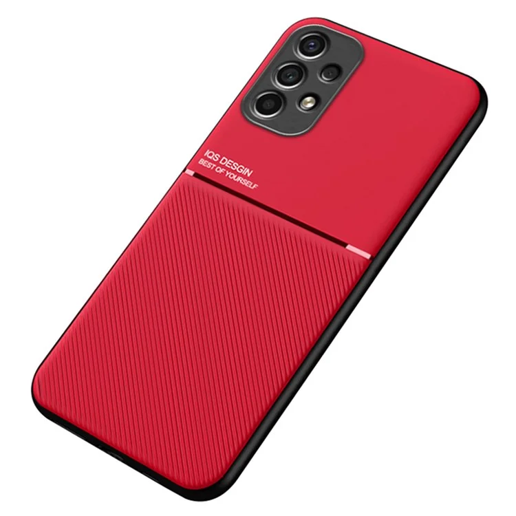 Per Samsung Galaxy A13 4G Exprinted PU Leather Telefy TPU Cover Con Lamiera in Metallo Integrato - Rosso