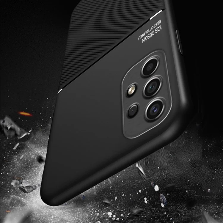 Pour Samsung Galaxy A13 4G Imprinted PU Leather Phone Case TPU Back Cover avec plaque métallique intégrée - Bleu