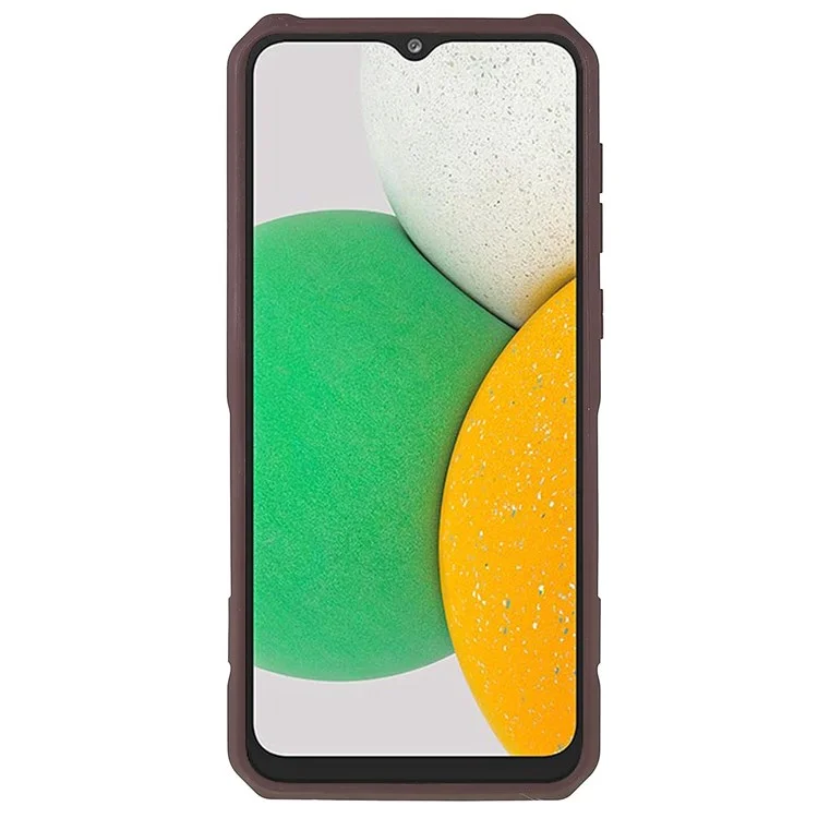 MechWarrior Project for Samsung Galaxy A03 Core Shockproof Anti-scratch Built-in Metal Sheet Hybrid Hard PC Soft TPU Case with Back Clip Kickstand - Coffee