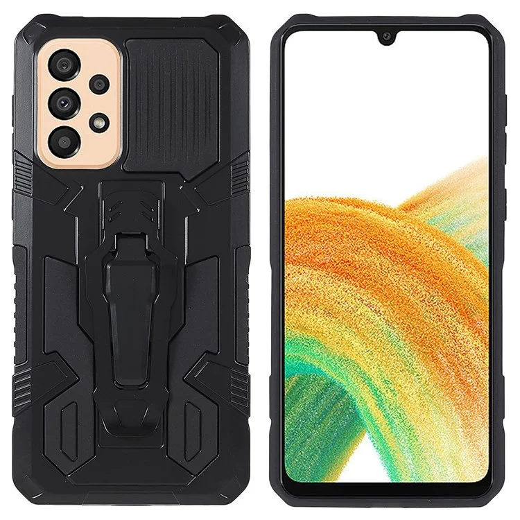 Proyecto Mechwarrior Para Samsung Galaxy A33 5G Way-Fall Well Incorporado Hoja De Metal Híbrido Hard PC Soft Tpu Case Con El Clip De Retroceso Kickstand - Negro