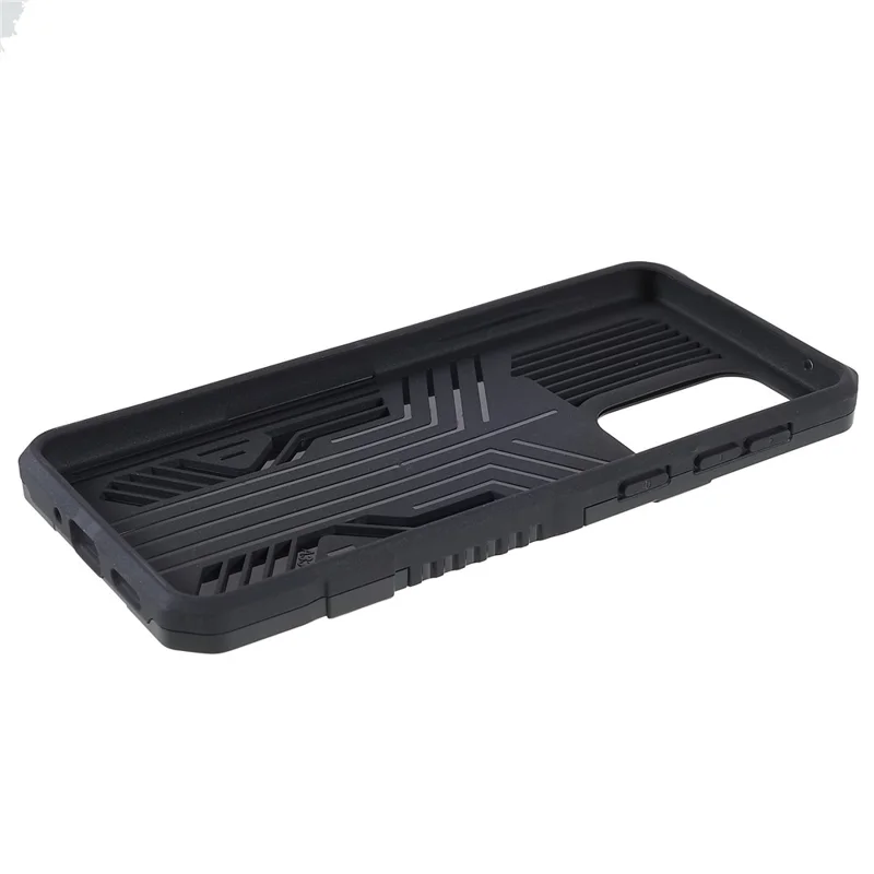 MechWarrior Project for Samsung Galaxy A53 5G Built-in Metal Sheet Hybrid Hard PC Soft TPU Anti-scratch Case with Back Clip Kickstand - Black