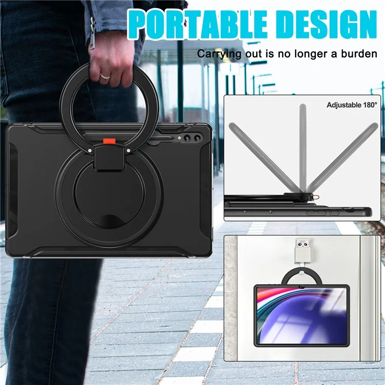 Für Samsung Galaxy Tab S10 Ultra X920 / S9 Ultra X910 / S8 Ultra X900 / X906 Rotary Kickstand PC + TPU Tablet Hülle mit Stifthalterung
