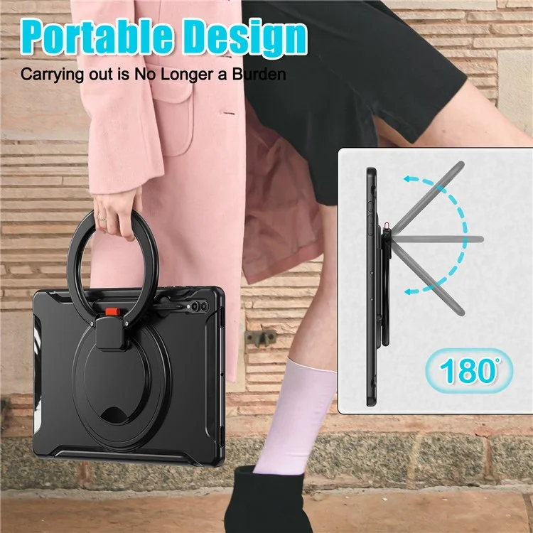 Für Samsung Galaxy Tab S10 Ultra X920 / S9 Ultra X910 / S8 Ultra X900 / X906 Rotary Kickstand PC + TPU Tablet Hülle mit Stifthalterung