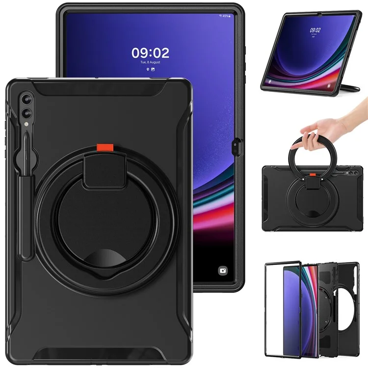 Für Samsung Galaxy Tab S10 Ultra X920 / S9 Ultra X910 / S8 Ultra X900 / X906 Rotary Kickstand PC + TPU Tablet Hülle mit Stifthalterung