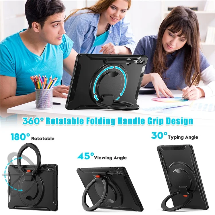 Für Samsung Galaxy Tab S10 Ultra X920 / S9 Ultra X910 / S8 Ultra X900 / X906 Rotary Kickstand PC + TPU Tablet Hülle mit Stifthalterung