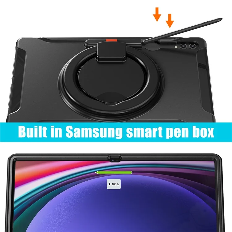 Für Samsung Galaxy Tab S10 Ultra X920 / S9 Ultra X910 / S8 Ultra X900 / X906 Rotary Kickstand PC + TPU Tablet Hülle mit Stifthalterung