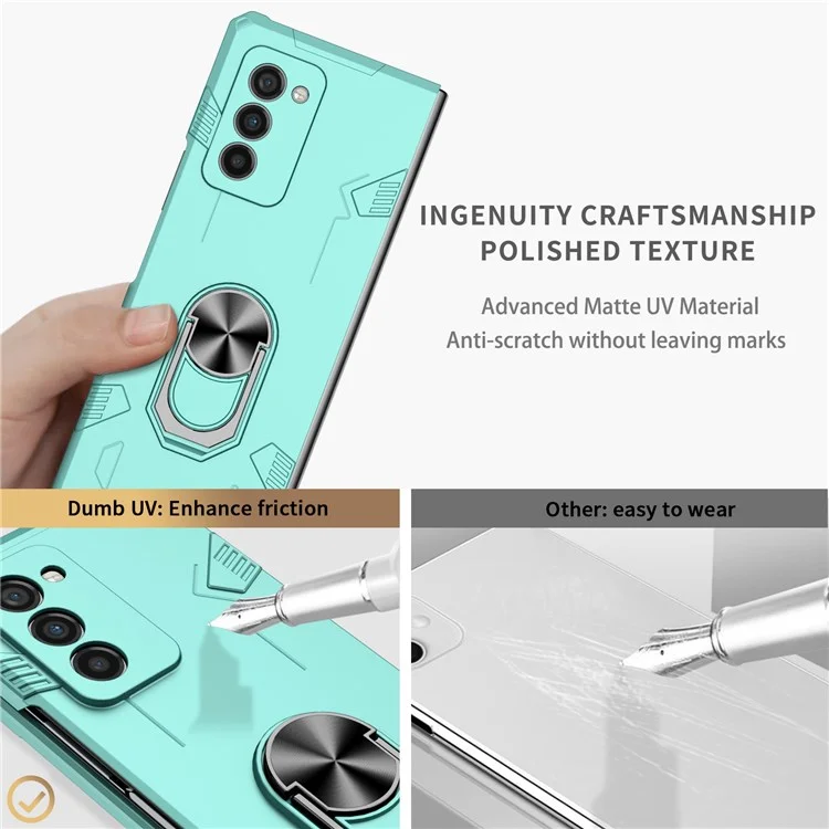 Pour Samsung Galaxy Z Fold2 5G Rotation Metal Ring Kickstand pc + Tpu Téléphone Couvercle de Pliage Résistant Aux Rayures - Bébé Bleu
