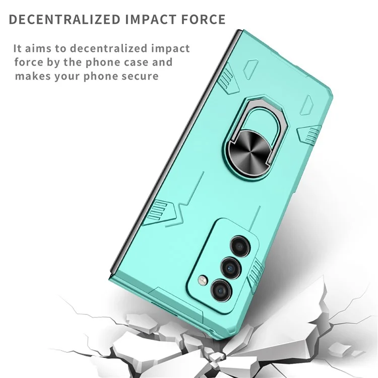 Pour Samsung Galaxy Z Fold2 5G Rotation Metal Ring Kickstand pc + Tpu Téléphone Couvercle de Pliage Résistant Aux Rayures - Bébé Bleu