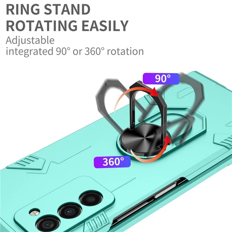 Pour Samsung Galaxy Z Fold2 5G Rotation Metal Ring Kickstand pc + Tpu Téléphone Couvercle de Pliage Résistant Aux Rayures - Bébé Bleu