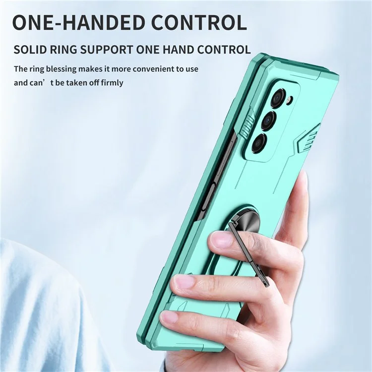 Pour Samsung Galaxy Z Fold2 5G Rotation Metal Ring Kickstand pc + Tpu Téléphone Couvercle de Pliage Résistant Aux Rayures - Bébé Bleu