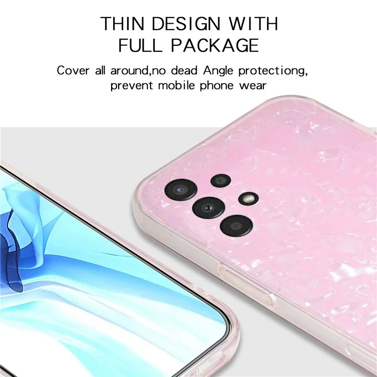 IPAKY for Samsung Galaxy A13 4G IMD Phone Case TPU Soft Edge + Acrylic Hard Bottom Protective Cover - White