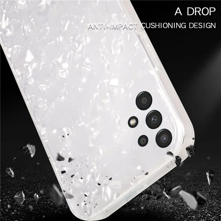IPAKY for Samsung Galaxy A13 4G IMD Phone Case TPU Soft Edge + Acrylic Hard Bottom Protective Cover - White