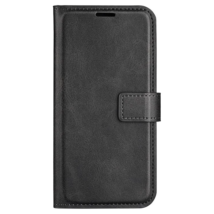 For Samsung Galaxy M33 5G (Global Version) Magnetic Clasp Textured PU Leather Stand Phone Case Wallet Folio Flip Cover - Black