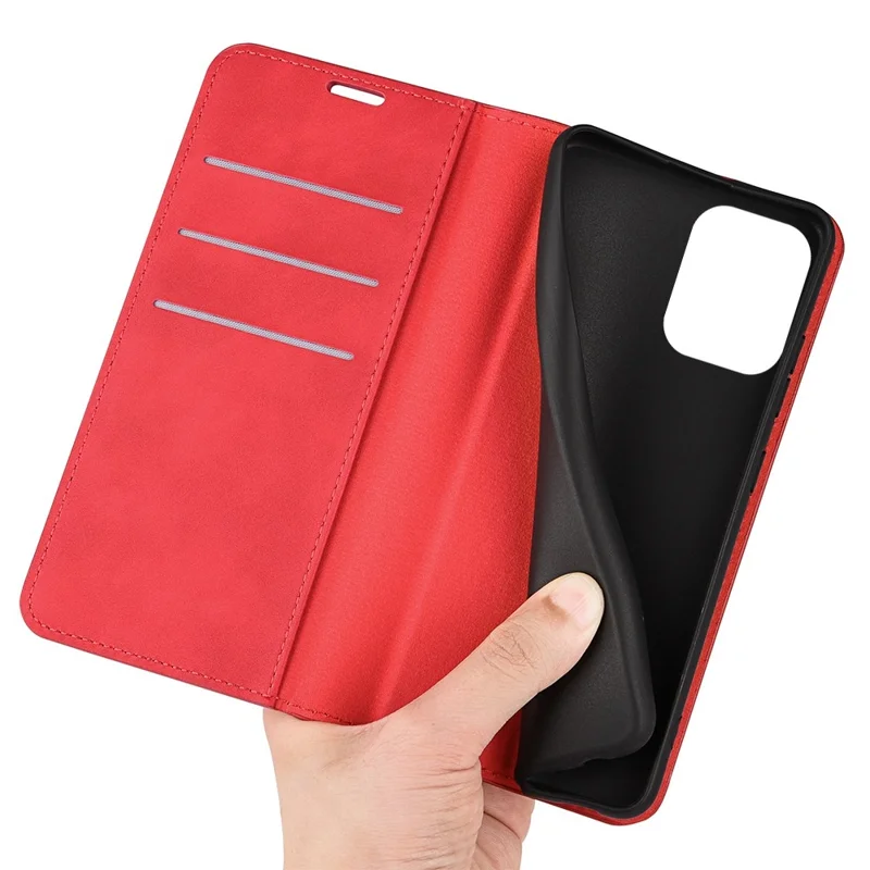Para o Samsung Galaxy M33 5G (versão Global) Skin Touch Feeling PU Conte de Caso Magnético de Fechamento Auto - Vermelho