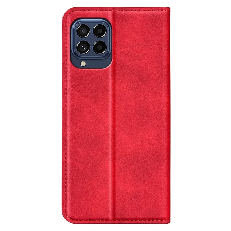 Para o Samsung Galaxy M33 5G (versão Global) Skin Touch Feeling PU Conte de Caso Magnético de Fechamento Auto - Vermelho