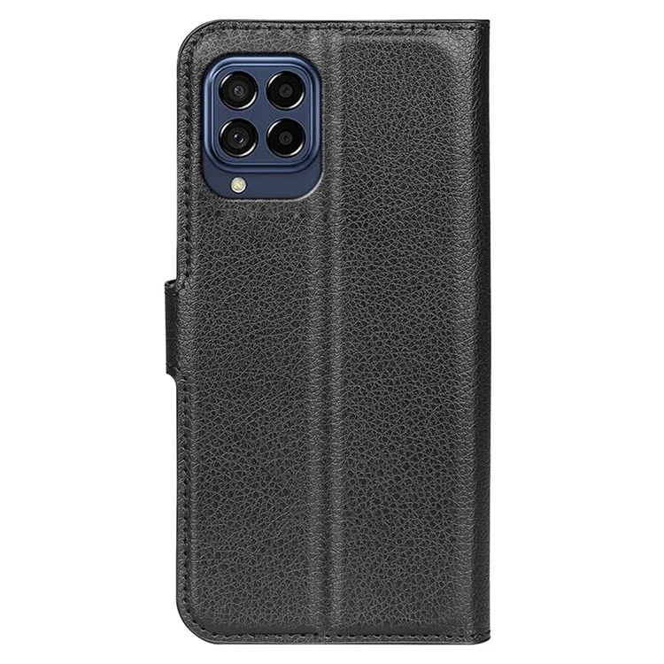 For Samsung Galaxy M33 5G (Global Version) Litchi Texture Leather Case Shockproof Stand Wallet Phone Protective Cover - Black