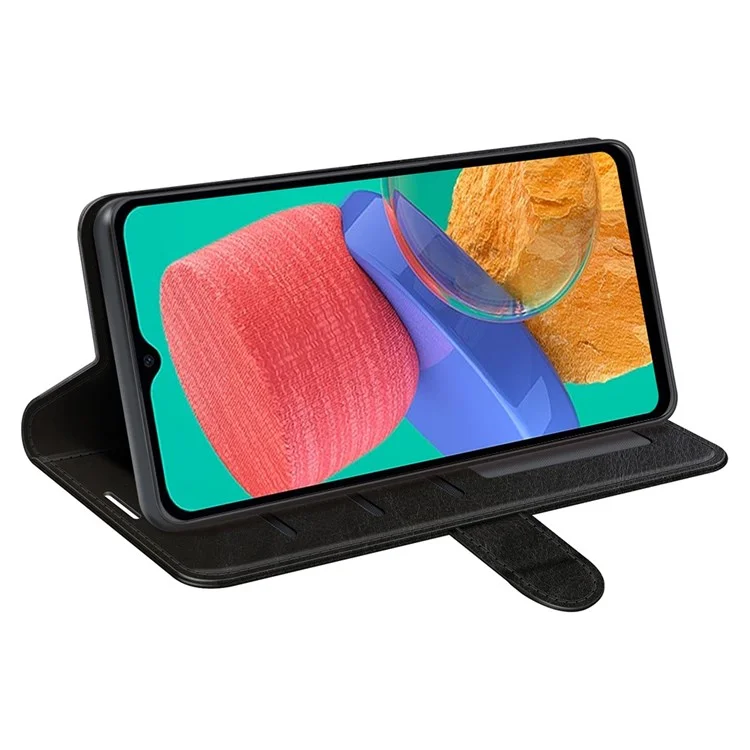 Для Samsung Galaxy M33 5G (Глобальная версия) Crazy Horse Texture Folio Flip Leather Phone Case Wallet Stand Cover - Black