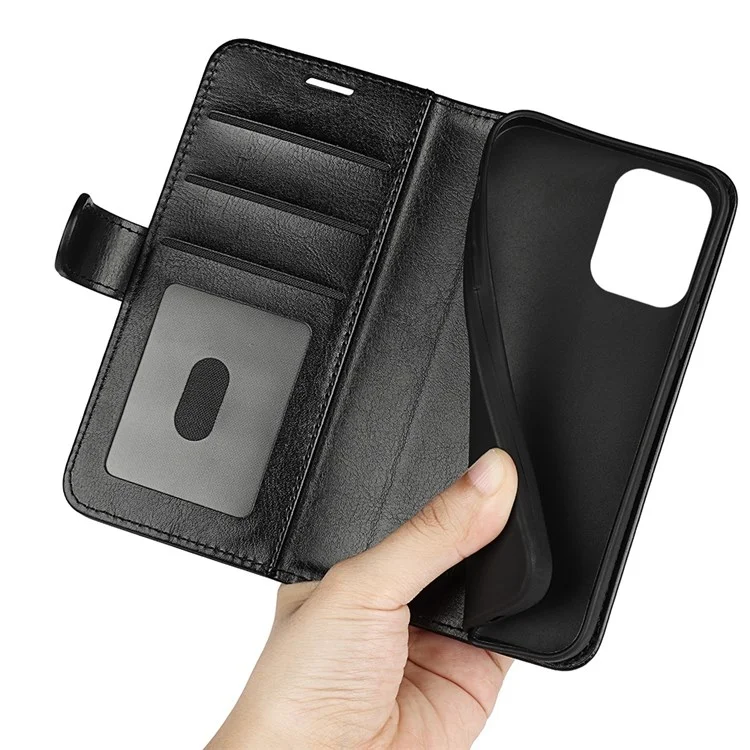 Для Samsung Galaxy M33 5G (Глобальная версия) Crazy Horse Texture Folio Flip Leather Phone Case Wallet Stand Cover - Black