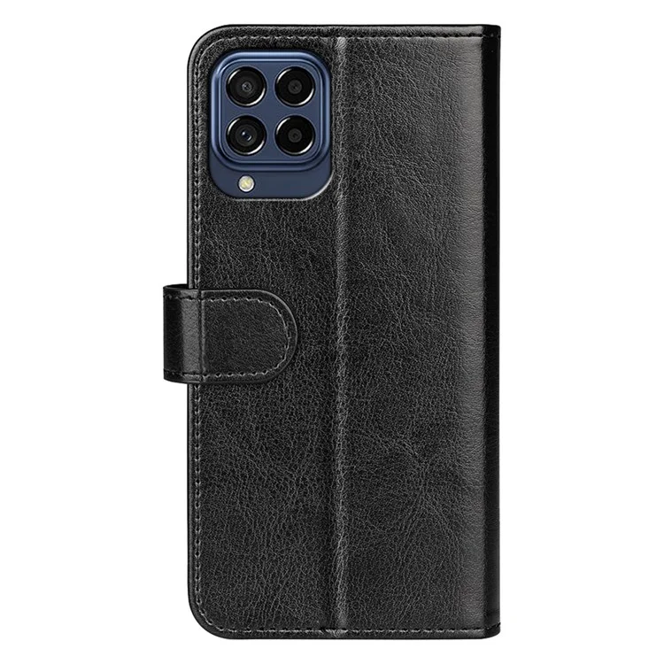 Для Samsung Galaxy M33 5G (Глобальная версия) Crazy Horse Texture Folio Flip Leather Phone Case Wallet Stand Cover - Black