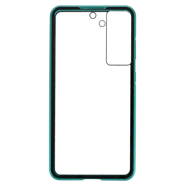 Pour Samsung Galaxy S21 fe 5G Bumper Métallique + Coque en Verre Trempé Double Face 360 ​​degrés Full Body Protection Magnetic Phone Case - Vert