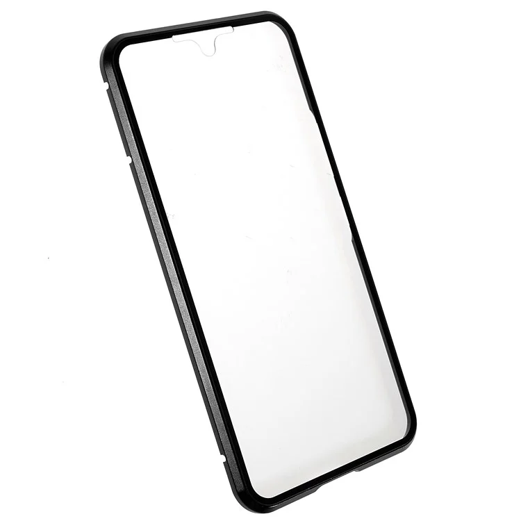 Para Samsung Galaxy S22 5G 360 Graus Proteção Total Case de Telefone Capa de Metal Bumper + Vidro Temperado Antiimpacto de Dupla Face Capa com Fecho Magnético - Preto