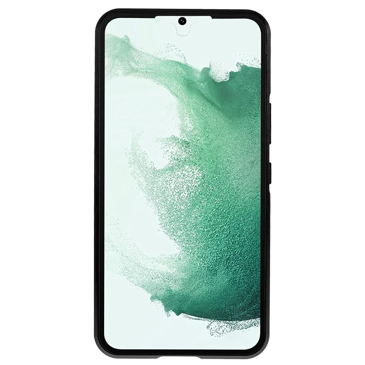 Para Samsung Galaxy S22 5G 360 Graus Proteção Total Case de Telefone Capa de Metal Bumper + Vidro Temperado Antiimpacto de Dupla Face Capa com Fecho Magnético - Preto
