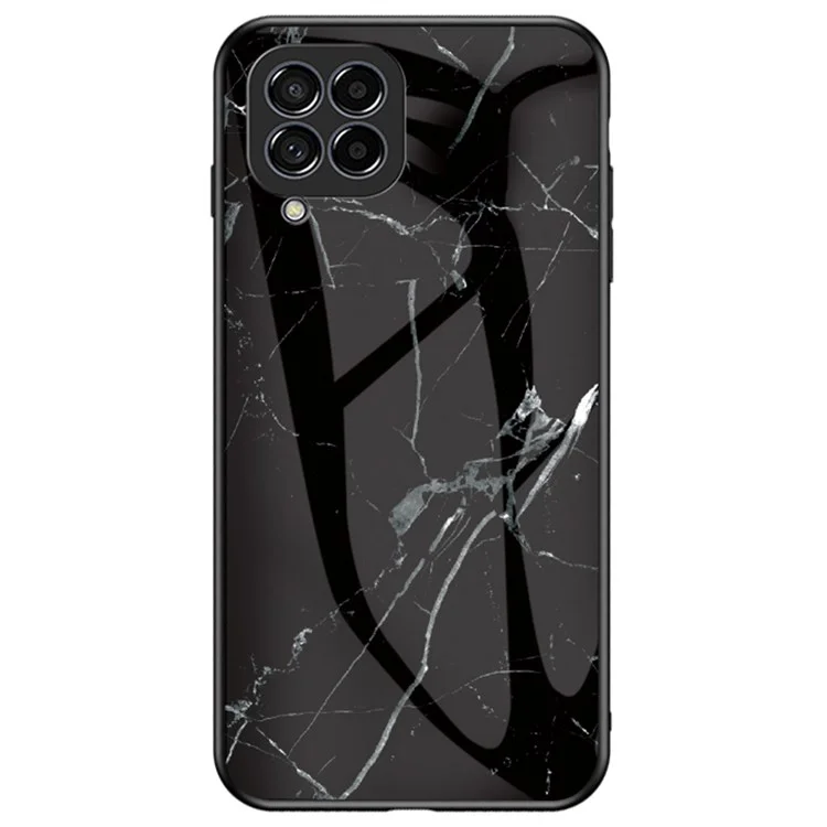 Для Samsung Galaxy M53 5G Marble Pattern Tempered Glass + PC + TPU Scratch-resistant Protective Phone Shell Case - Black Marble