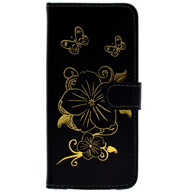 Lacquered Flip Stand Leather Wallet Case for Samsung Galaxy S7 edge G935 - Black