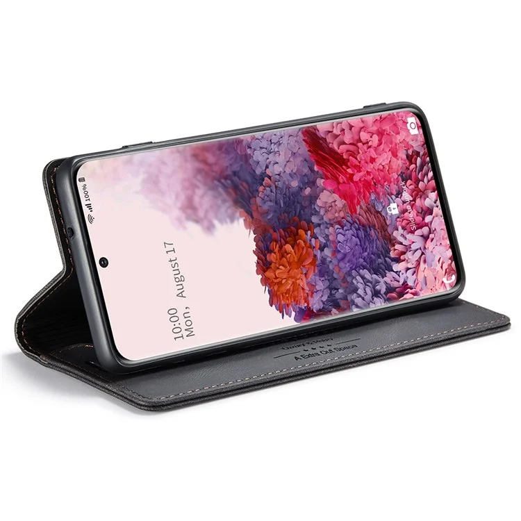 Autspace A01 -serie Für Samsung Galaxy S20 4G/5G Kratzfeste Retro Matte PU Leder Brieftasche Flip Ständer Abdeckung Mit RFID -blockierungsmagnetalnetische Verschlussschale - Schwarz